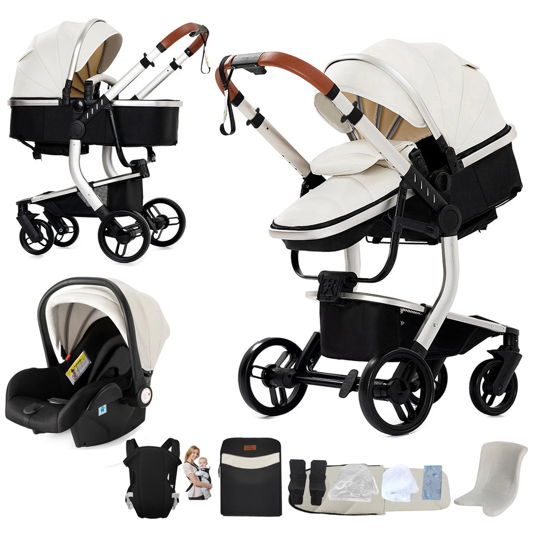Baby Stroller for baby lightweight baby stroller 3 in 1 baby car Baby carriage baby stuff light strollers For newborn baby buggy,Luxury baby stroller, high landscape baby stroller, 360 ° rotatable convertible baby stroller w