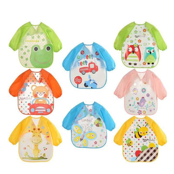 0-3 Years Baby EVA Waterproof Anti-dirty Bib Long Sleeve Strap Coat Dirt Proof Soft Feeding Bib Cute Cartoon Pattern Burp Cloths